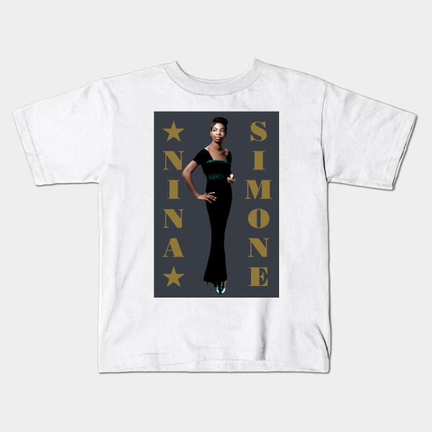 Nina Simone Kids T-Shirt by PLAYDIGITAL2020